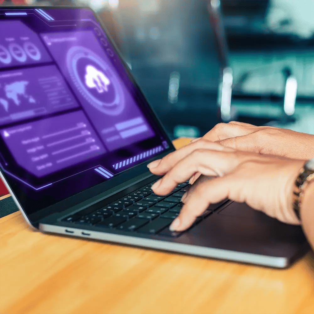 Laptop with digital charts on screen